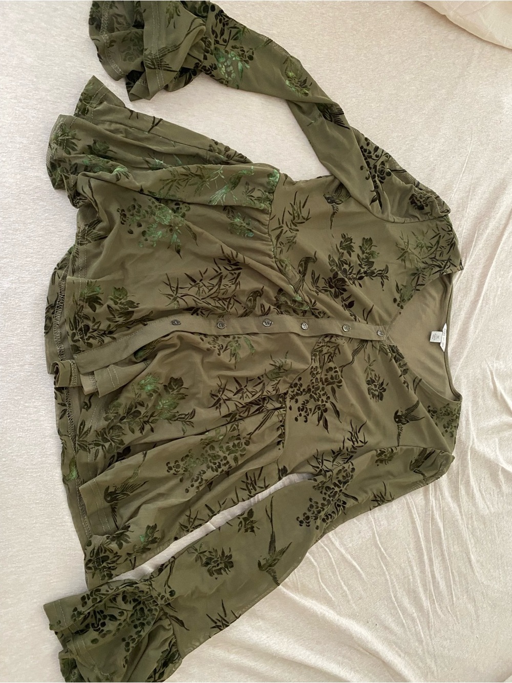 Cato Olive Green Floral Button-Down Top